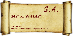 Sápi Anikó névjegykártya